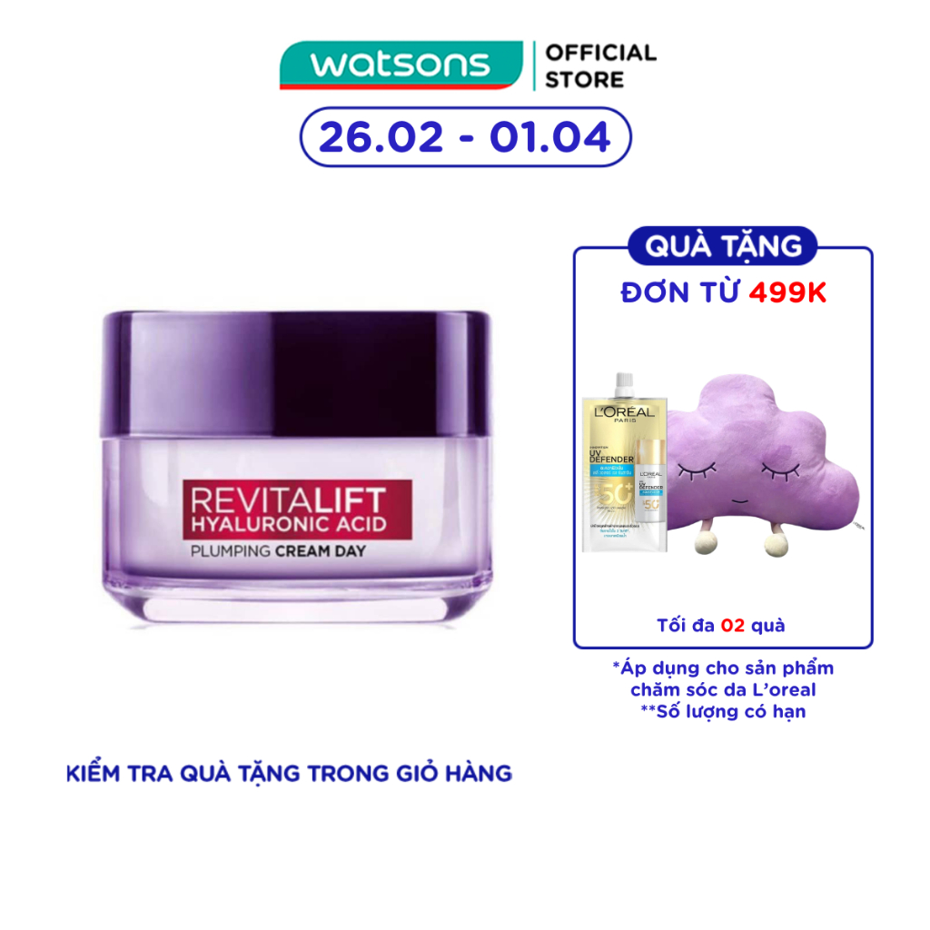 Kem Dưỡng Ban Ngày L'Oreal Paris Revitalift Hyaluronic Acid Plumping Cream Day Cấp Ẩm 50ml