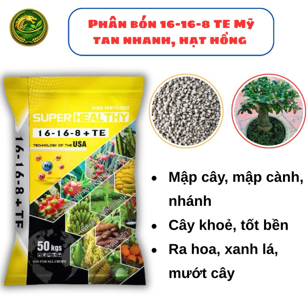 Phân Bón NPK 16-16-8 Mỹ Lẻ 1Kg, 5Kg Giúp Mập Cành, Ra Hoa, Đậu Trái Xanh Mướt Cây