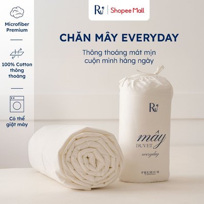 Chăn Mây Hàng Ngày Ru9 | Ruột Bông Microfiber Vải Cotton 300TC | Thông Thoáng Mát Mịn 1m6 - 2m2