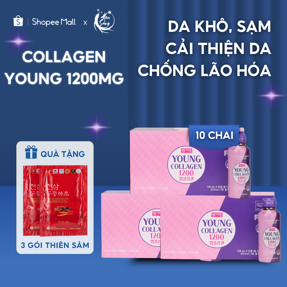 Nước uống Young Collagen 1200mg Ngừa Lão Hóa, Mờ Nếp Nhăn, Dưỡng Trắng Đều Màu Da, collgen nmn - K P