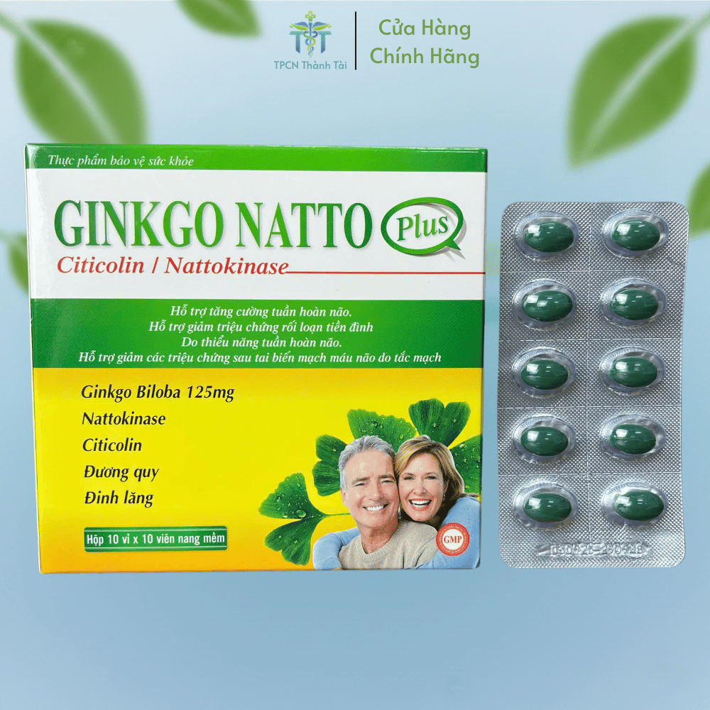 (Vàng) Viên uống GINKGO NATTO PLUS 125mg giúp tăng cường trí nhớ - Hộp 100 Viên