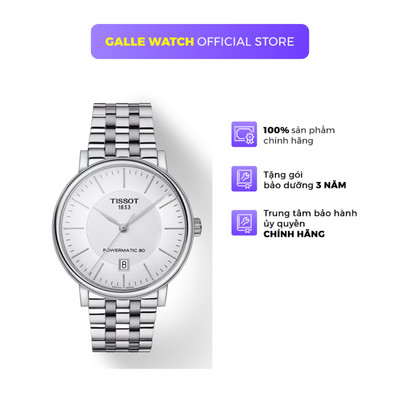 Đồng hồ cơ Nam TISSOT CARSON PREMIUM POWERMATIC 80 T122.407.11.031.00 đeo tay cao cấp chính hãng