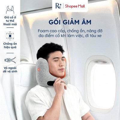 Gối Cổ Du Lịch Giảm Âm Ru9 Công Thái Học Chống ồn | Foam Nâng Đỡ Giảm Đau Mỏi Cổ Khi Làm Việc Đi Tàu Xe | Nhỏ Gọn 3 Màu