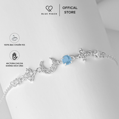 Lắc Tay Bạc 925 Blue Peach LT Mặt Trăng Đá Moonstone LT1074