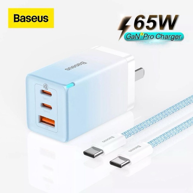 Bộ sạc nhanh Ba.seus GaN3 Pro Quick Charger 65W (Kèm cáp sạc C to C)