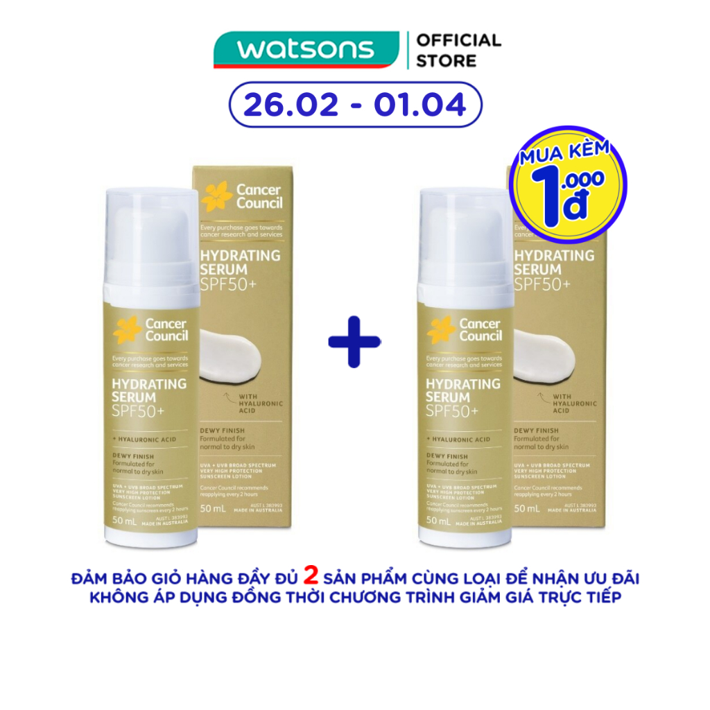 Serum Chống Nắng Cancer Council Hydrating Serum SPF50+ 50ml