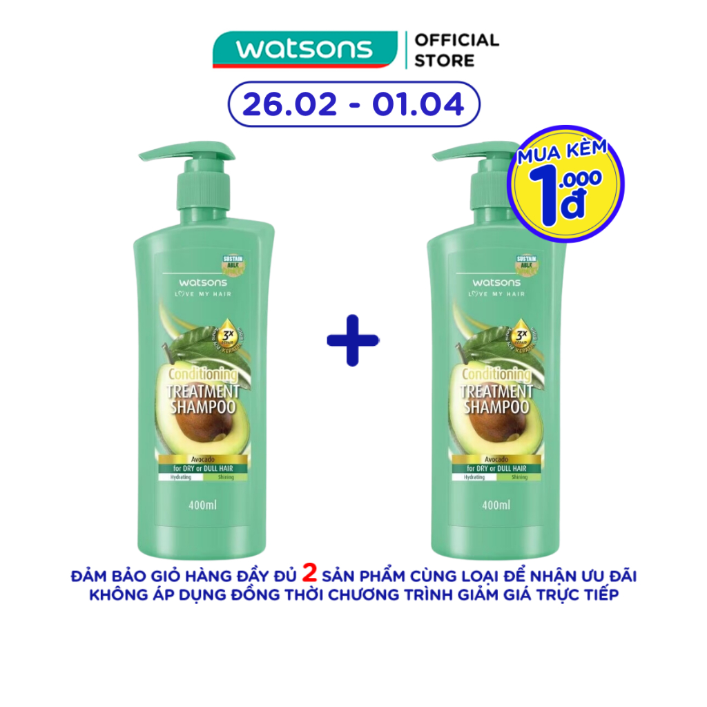Dầu Gội Watsons Treatment Shampoo Avocado 400ml