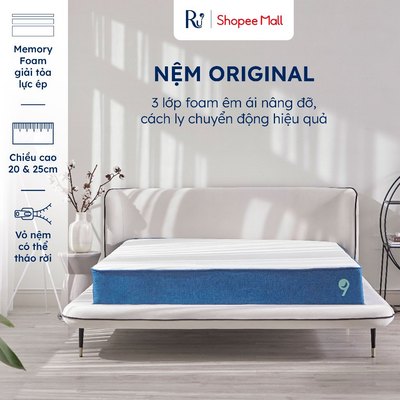 Nệm Foam Original Ru9 Cao Cấp | Độ Dày 20cm và 25cm | 3 Lớp Foam Nâng Đỡ Cơ Thể | Hạn Chế Chuyển Động