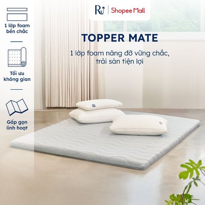 Topper Mate Ru9 Cao Cấp 5cm | Topper Foam Trải Sàn| Chất Liệu Foam Nâng Đỡ Vững Chắc | Màu Xám | Đủ Kích Thước