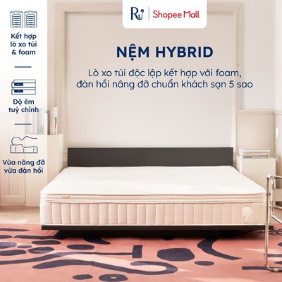 Nệm Foam Lò Xo Hybrid Ru9 25cm Cao Cấp | Đàn Hồi Nâng Đỡ | Chuẩn Khách Sạn 5 Sao | Lò Xo Túi Độc Lập