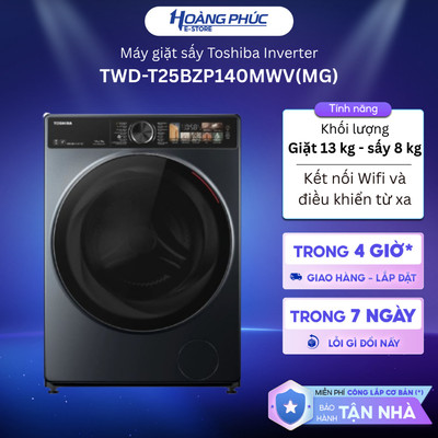 Máy Giặt Sấy Toshiba Inverter Giặt 13 Kg - Sấy 8 Kg TWD-T25BZP140MWV(MG) {Ship HCM 0Đ}