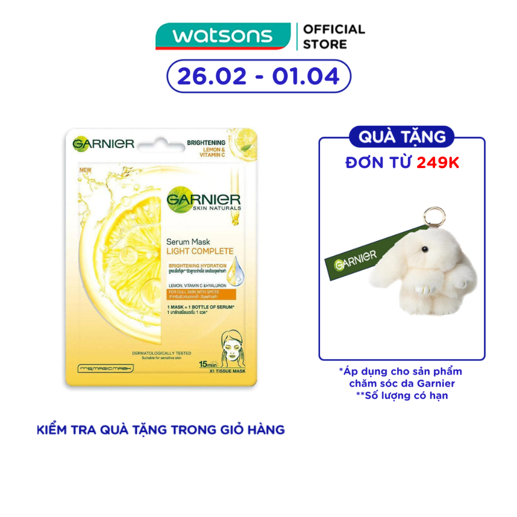 Mặt Nạ Garnier Serum Mask Light Complete Brightening Hydration Tinh Chất Chanh Yuzu & Vitamin C 28g