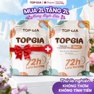 Nước Giặt Xả Top Gia 3in1 Hương Đắm Say Dịu Nhẹ An Toàn Cho Da Lưu Hương 72H Đánh Bay Vết Bẩn