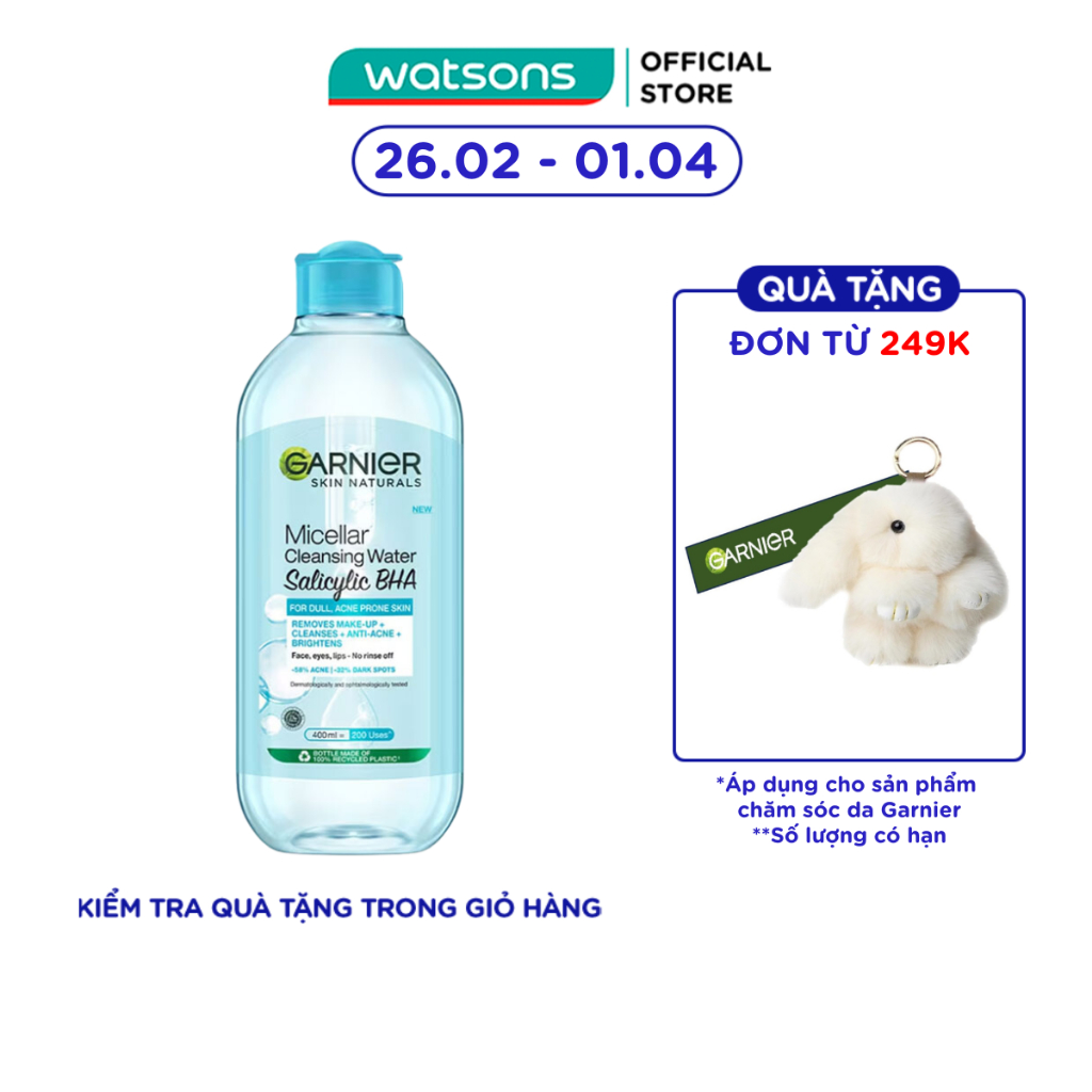 Nước Tẩy Trang Garnier Micellar Cleansing Water Salicylic BHA 400ml