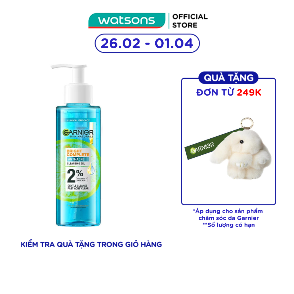Gel Rửa Mặt Garnier Skin Naturals Bright Complete Anti-Acne Cleansing Gel 120ml