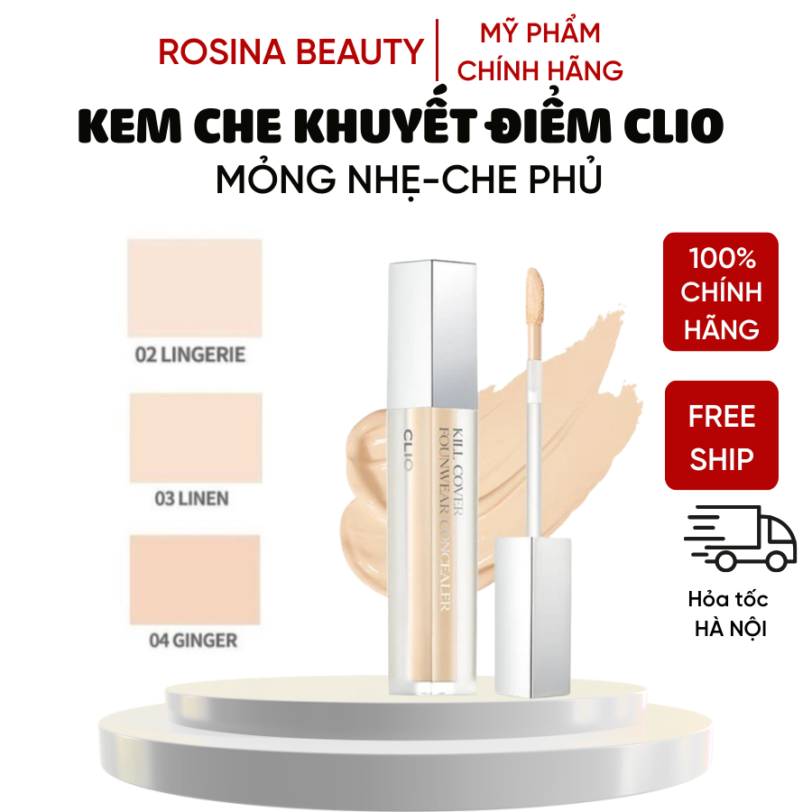 Kem Che Khuyết Điểm CLIO Kill Cover Founwear Concealer 6g Che Phủ Khuyết Điểm Nhẹ Nhàng Hàng Chính H