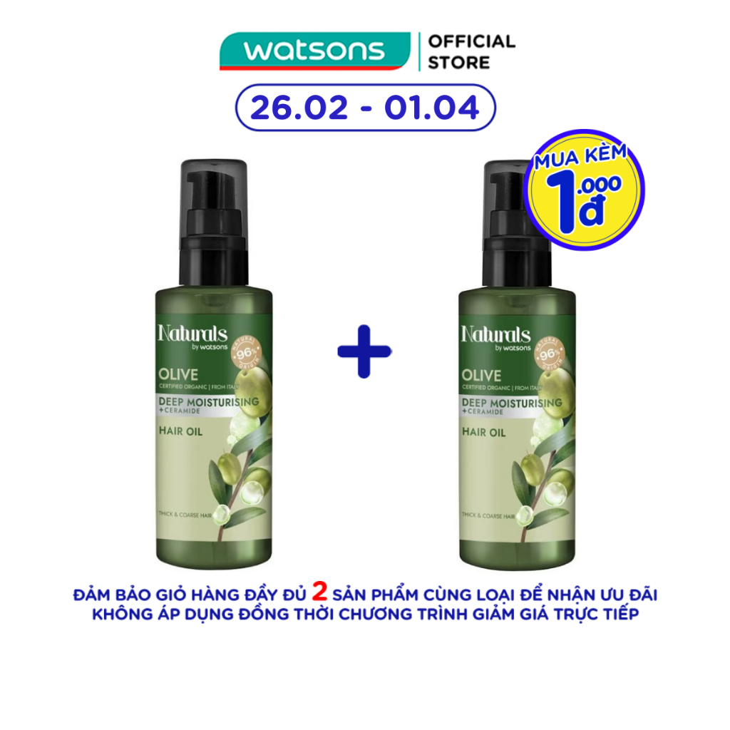 Dầu Dưỡng Tóc Naturals By Watsons Deep Moisturishing Dưỡng Ẩm Sâu Chiết Xuất Olive 100ml