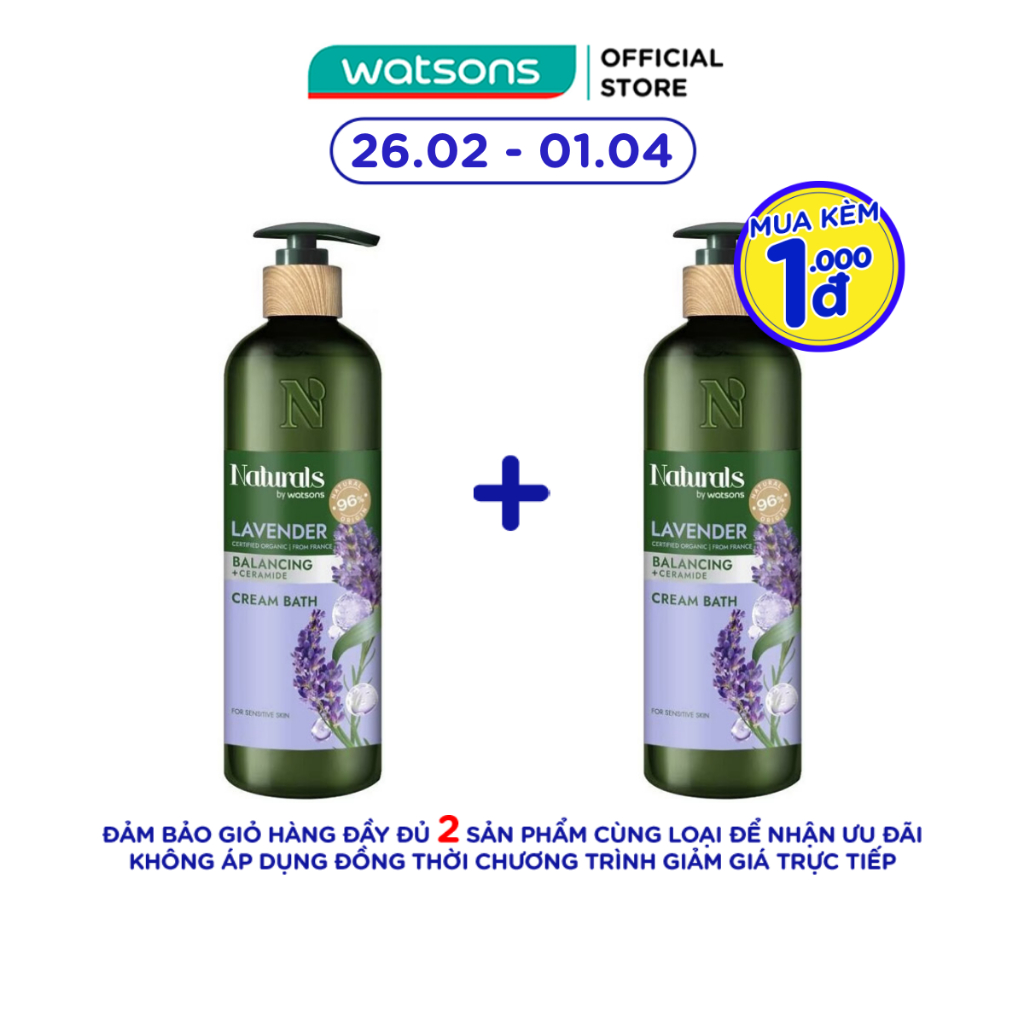 Kem Tắm Naturals By Watsons Balancing Cân Bằng Độ Ẩm Chiết Xuất Lavender 490ml