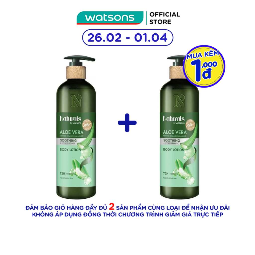 Sữa Dưỡng Thể Naturals By Watsons Smoothing Làm Dịu Da Chiết Xuất Lô Hội 490ml