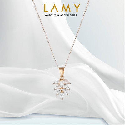 Dây chuyền bạc nữ LAMY Crystal Leaf Clavicle Necklace Rose Gold 6383RG