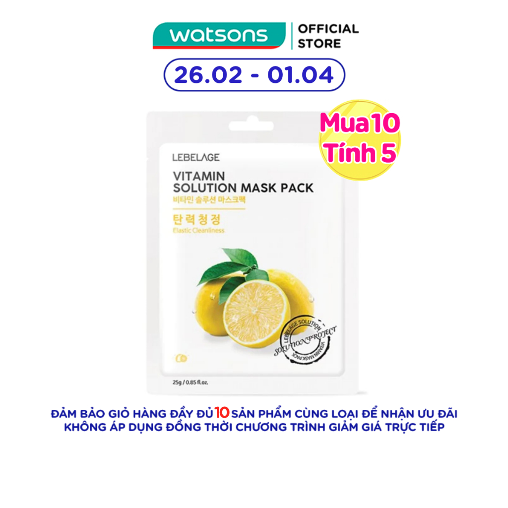 Mặt Nạ Lebelage Vitamin Solution Mask Pack Elastic Cleanliness Chiết Xuất Từ Chanh 25g