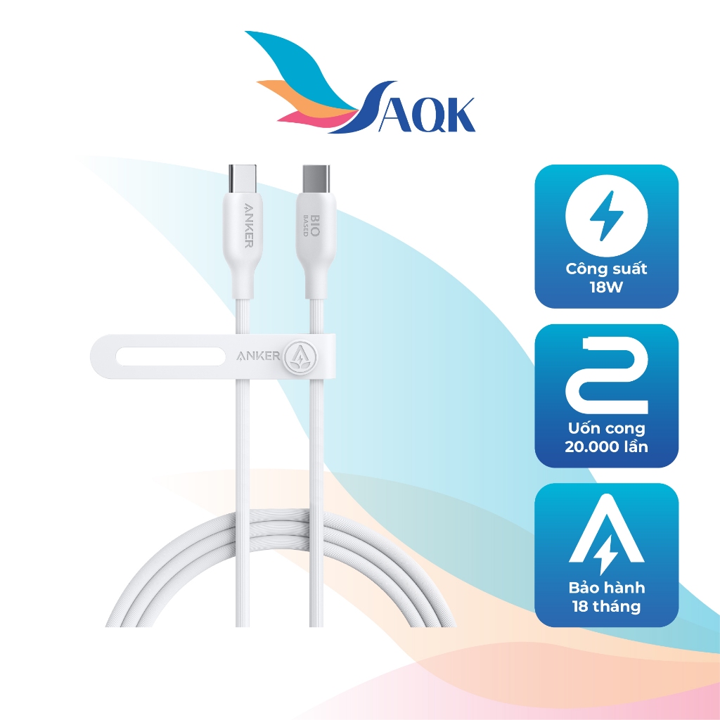 Cáp USB Type-C to Type-C Anker 544 TPE Bio-Based Cable 140W 0.9m A80F1/1.8m A80F2 - Hàng chính hãng