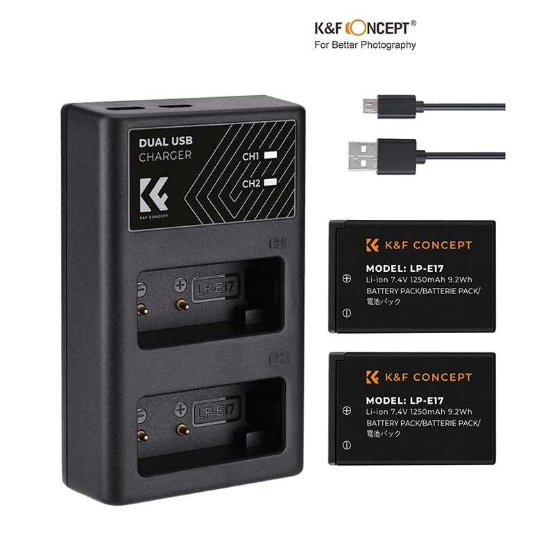 Bộ Pin Sạc K&F Concept LP-E17 dùng cho các dòng 77D, 750D, R50, RP, R8,...