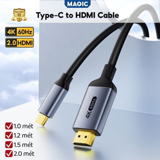 Cáp Type-C to HDMI 2.0 cable 4K@60Hz dài 1-2 mét đầu kim loại cho Usb C Macbook, iPad, Laptop