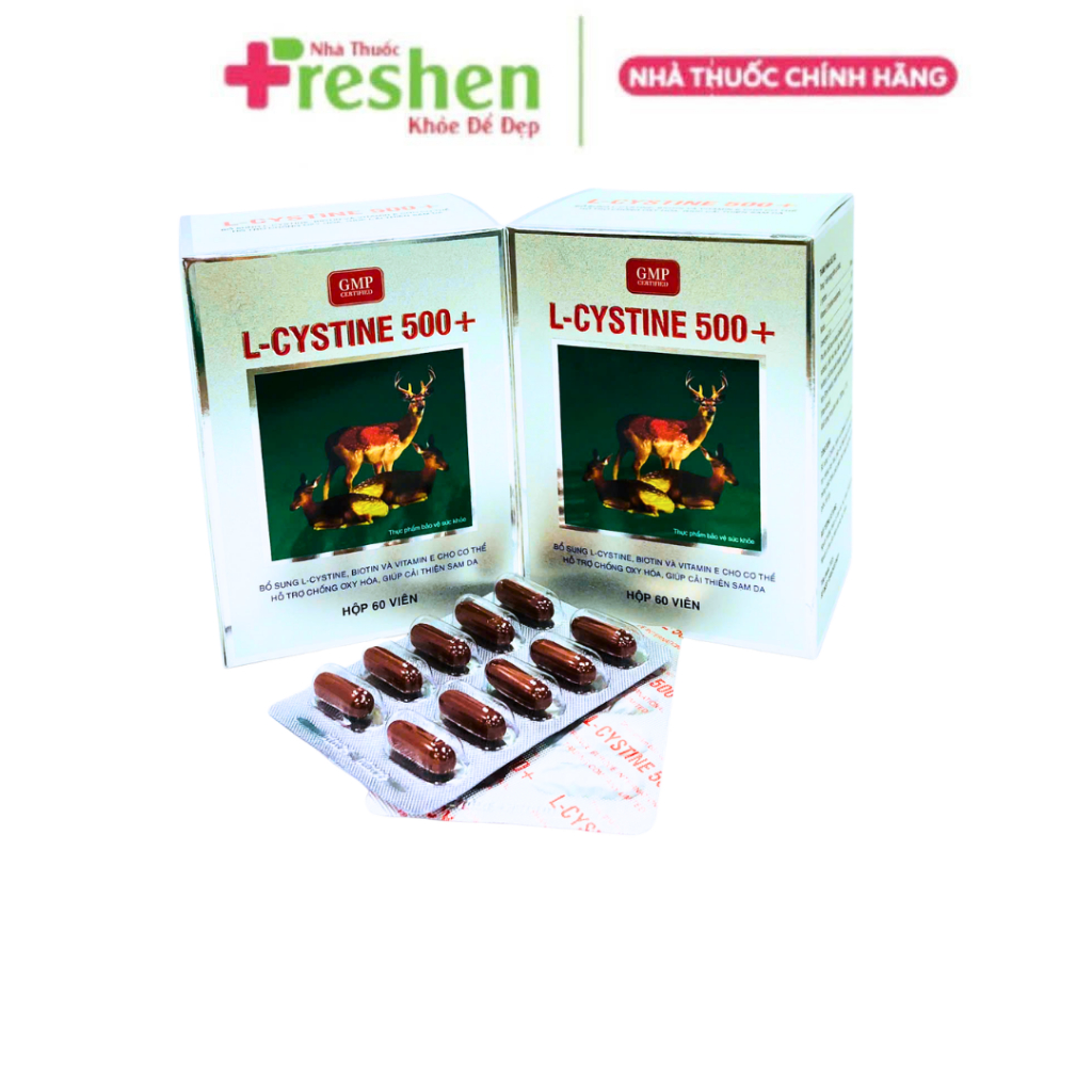 Viên Uống L-Cystine 500+ Hỗ Trợ Làm Sáng Da, Bổ Sung Biotin & Vitamin E - Hộp 60 Viên