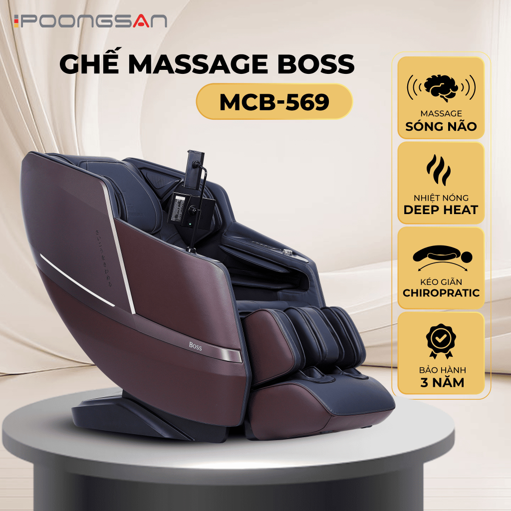 Ghế massage Boss MCB-569 Công Nghệ Massage 4D 36 Túi Khí Kép Nhiệt Deep Heat