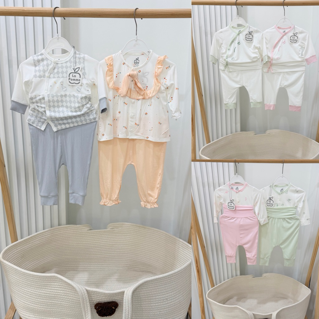 La Pomme - Bộ sơ sinh dài tay mềm mát LP25