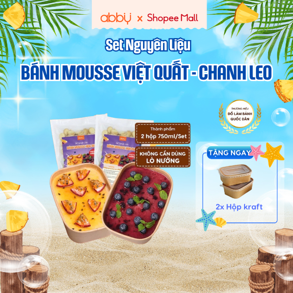 [ABBY]Set làm bánh Mousse Việt Quất - Chanh Leo, set nguyên liệu làm bánh tại nhà - Thành phẩm 2 hộp