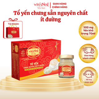 Yến sào wins'Nest 300mg tổ yến chưng nguyên chất ít đường (6 Lọ x 70ml/hộp)