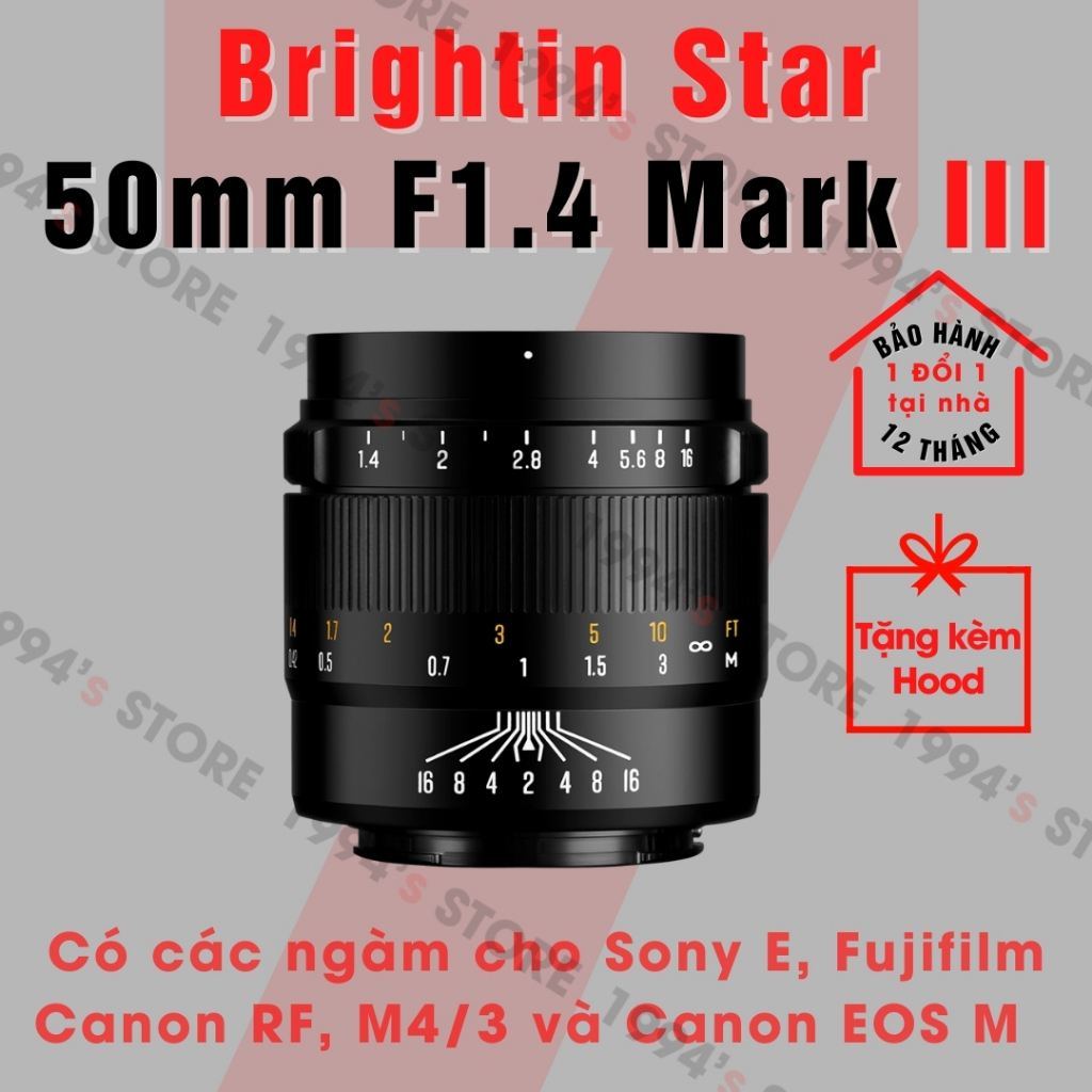 Ống kính Brightin Star 50mm F1.4 Mark III - Lens chân dung xóa phông dành cho Sony, Fujifilm, Canon 