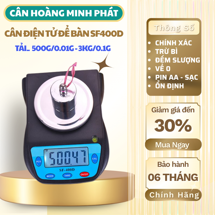 Cân Tiểu Ly Điện Tử SF400D Chính Xác Cao | 500g/0.01g – 3kg/0.1g | Cân Để Bàn