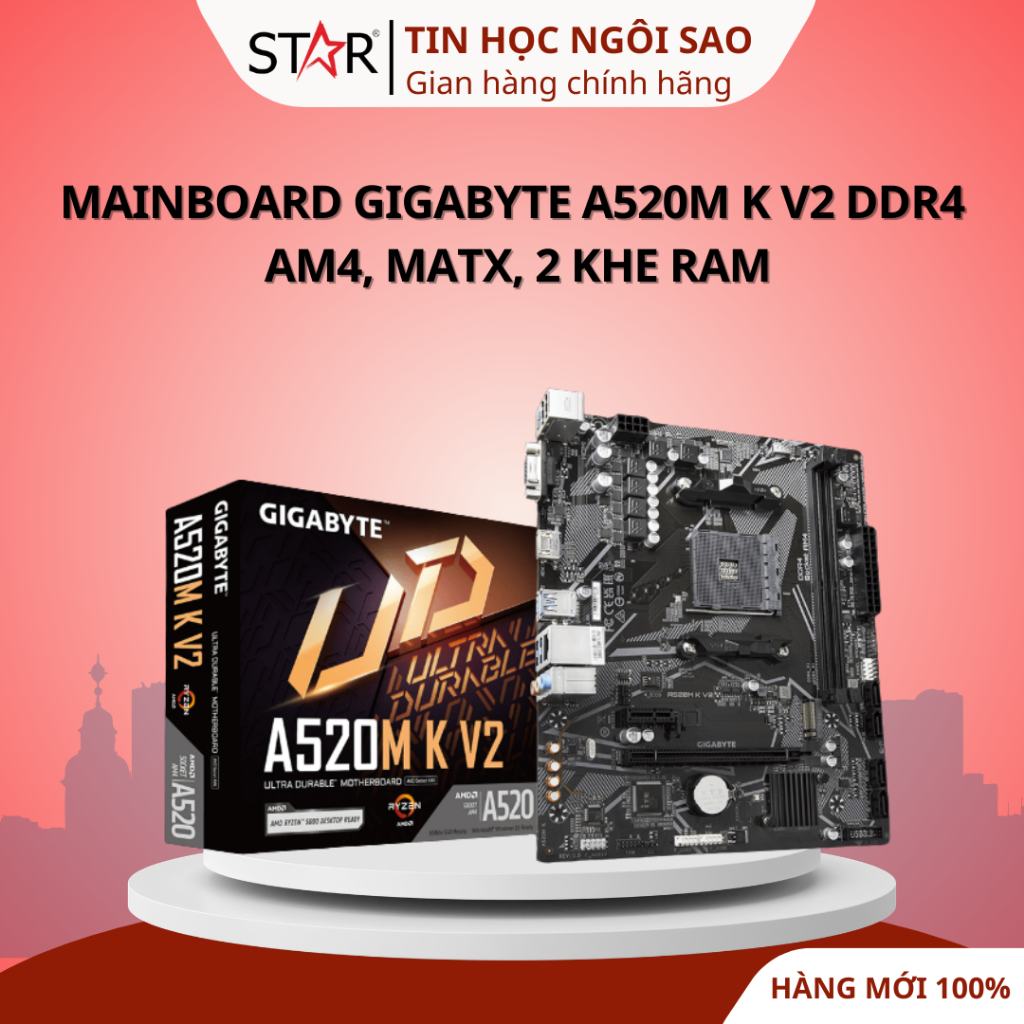 Mainboard Gigabyte A520M K V2 DDR4 | AM4, mATX, 2 khe RAM - Bảo hành 36 tháng