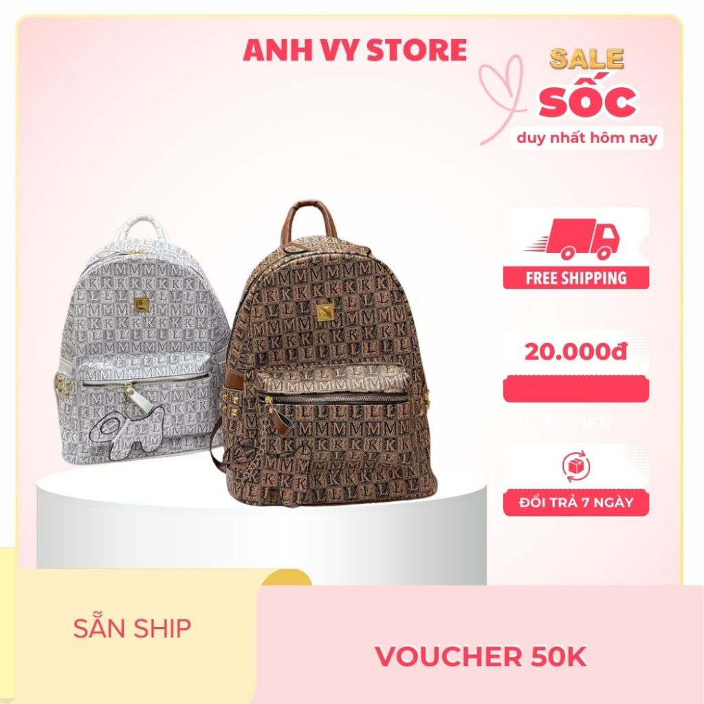 Balo chữ GML da pu cao cấp kèm móc cún treo size 40-SALE đậm🎁🎁🎁