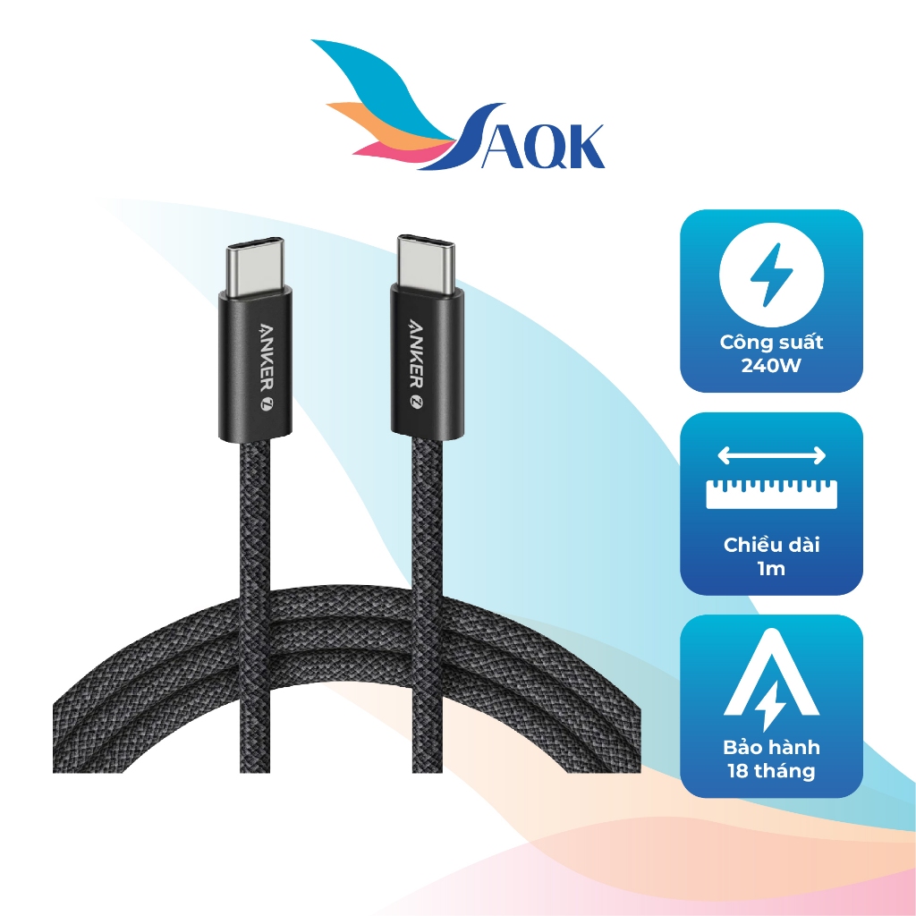 Cáp USB Type-C to Type-C Anker Zolo 1m 240W A8060 - Hàng chính hãng