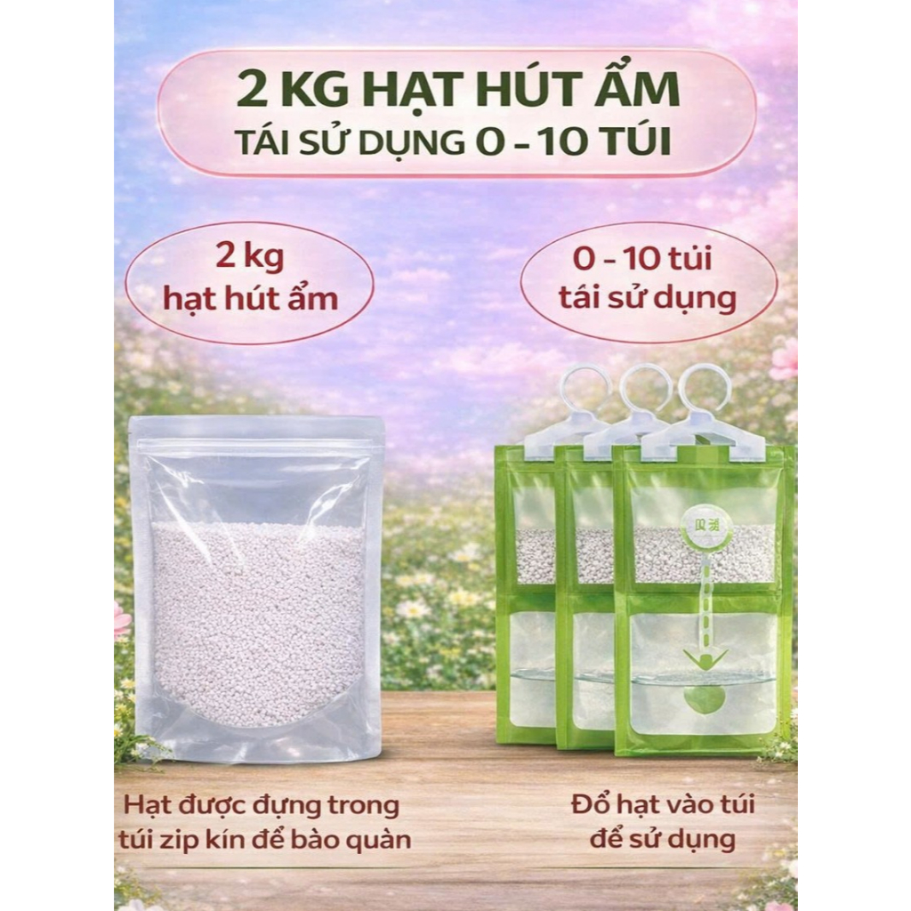 HOT [ 4kg hạt Hút ẩm kèm Túi ]  CaCl₂ 95% với khả năng hút ẩm vượt trội: hấp thụ tới 120% trọng lượn