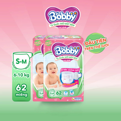 Combo 2 gói tã quần mở một bên Bobby dành cho bé sơ sinh size S-M62