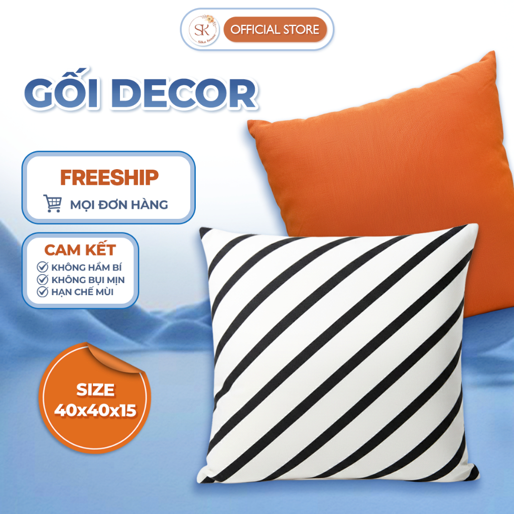 Gối Decor Tựa Lưng Sofa 8 Màu 40x40x15 Mềm Mại Đàn Hồi Tốt Thoáng Khí Hạn Chế Mùi Hôi Phù Hợp Mọi Ph
