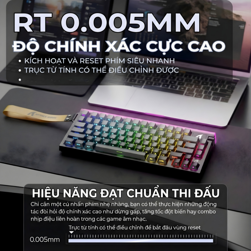 Bàn Phím Gaming Attack Shark R85 HE Switch Từ Tính, Rapid Trigger 0.005mm, 8KHz, LED RGB Neon Box | BigBuy360 - bigbuy360.vn