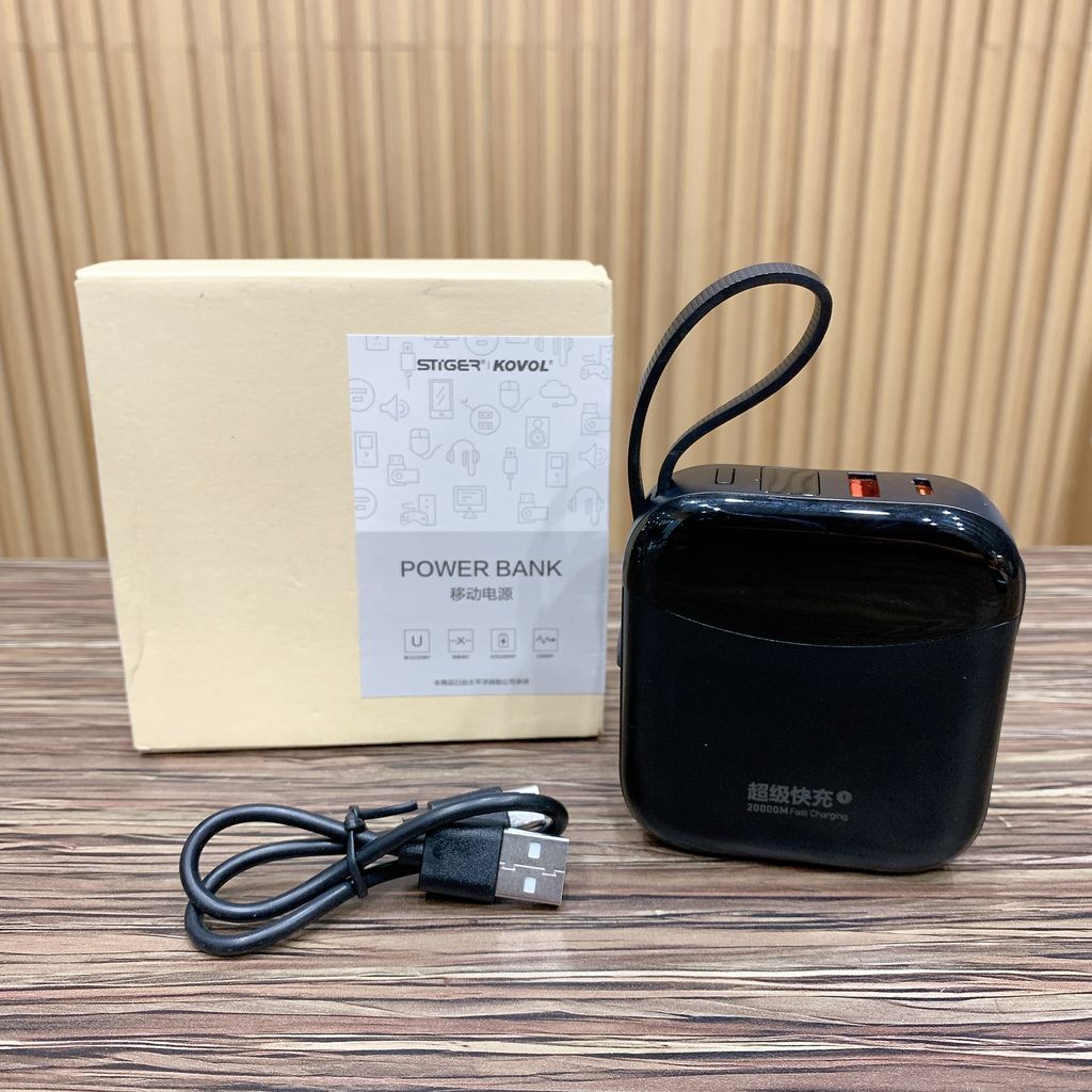 Pin dự phòng KOVOL dung lượng 10.000mAh , liền dây cáp L & C, sạc nhanh 22.5W