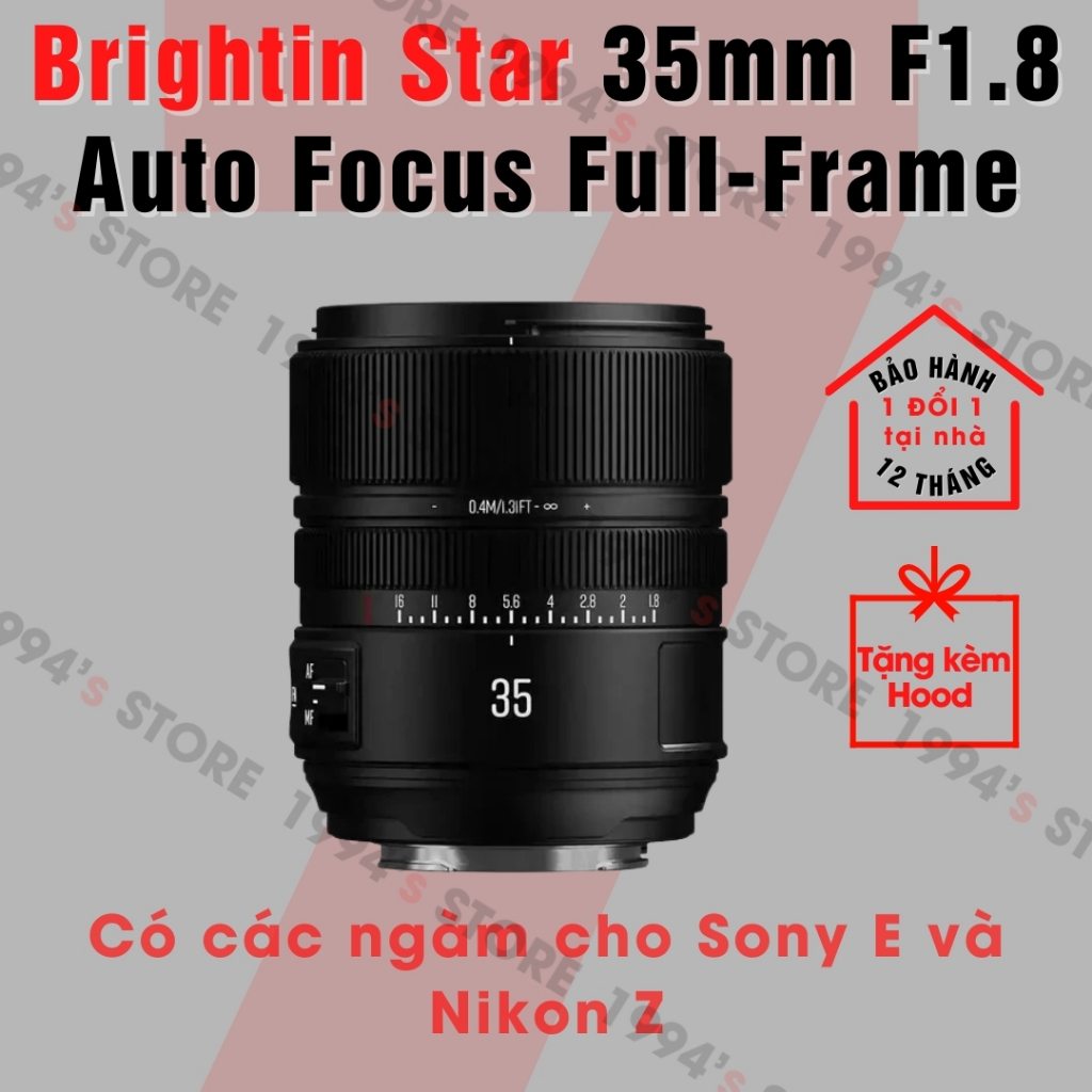 Ống kính Brightin Star 35mm F1.8 AF - Lens lấy nét tự động đa dụng cho Full-Frame có các ngàm Sony E