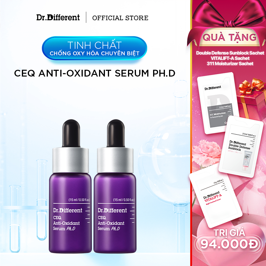 Tinh chấy chống oxy hóa chứa Vitamin C 17% Dr.Different CEQ Anti - Oxidant Serum Ph.D
