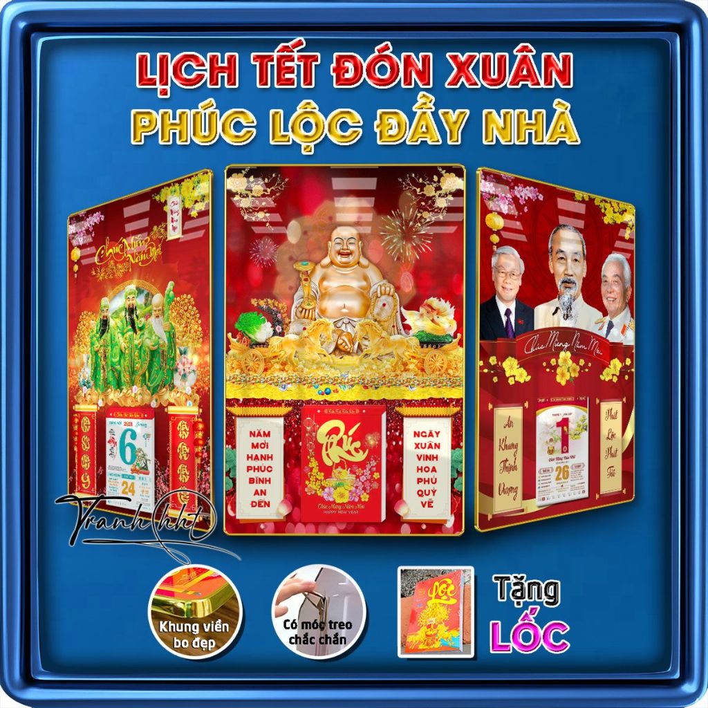 Lịch Tết treo tường, Bloc Lịch Tết, Lịch Tết 2026 tráng gương laminate – Lịch gỗ laminate năm bính n