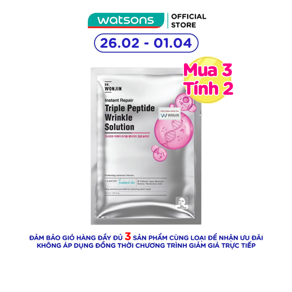 Mặt Nạ Dr.Wonjin Instant Repair Triple Peptide Wrinkle Solution Tăng Sinh Collagen Cấp Tốc 30g