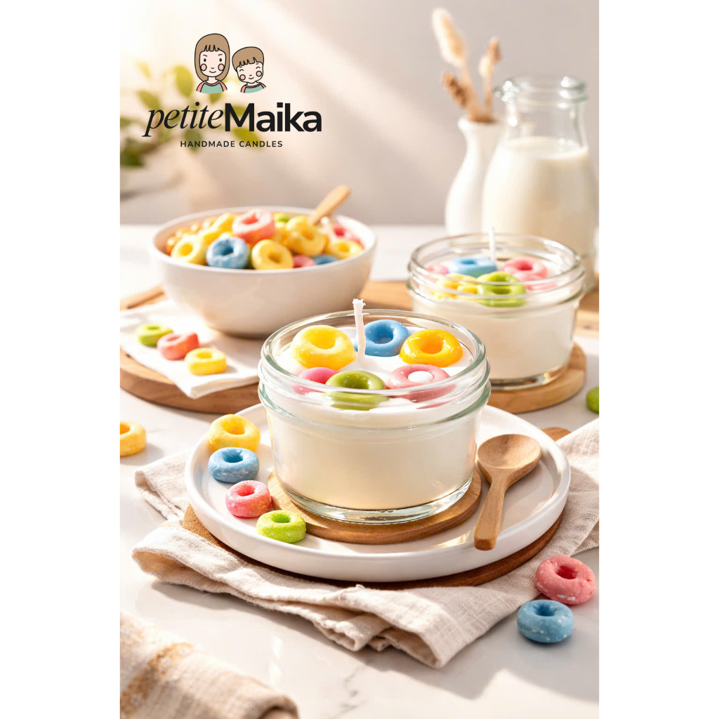 Nến thơm handmade ngũ cốc ăn sáng, cereal, NESTLÉ Fitnesse Koko Krunch fruit loops quà tặng