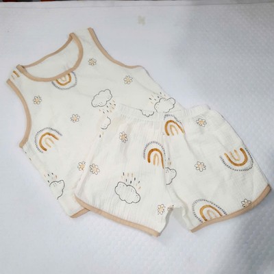 Bộ Quần Áo Không tay Muslin 100% Cotton TILO Cho Bé Unisex - Mềm Mại & Thoáng Mát Suốt 4 Mùa!