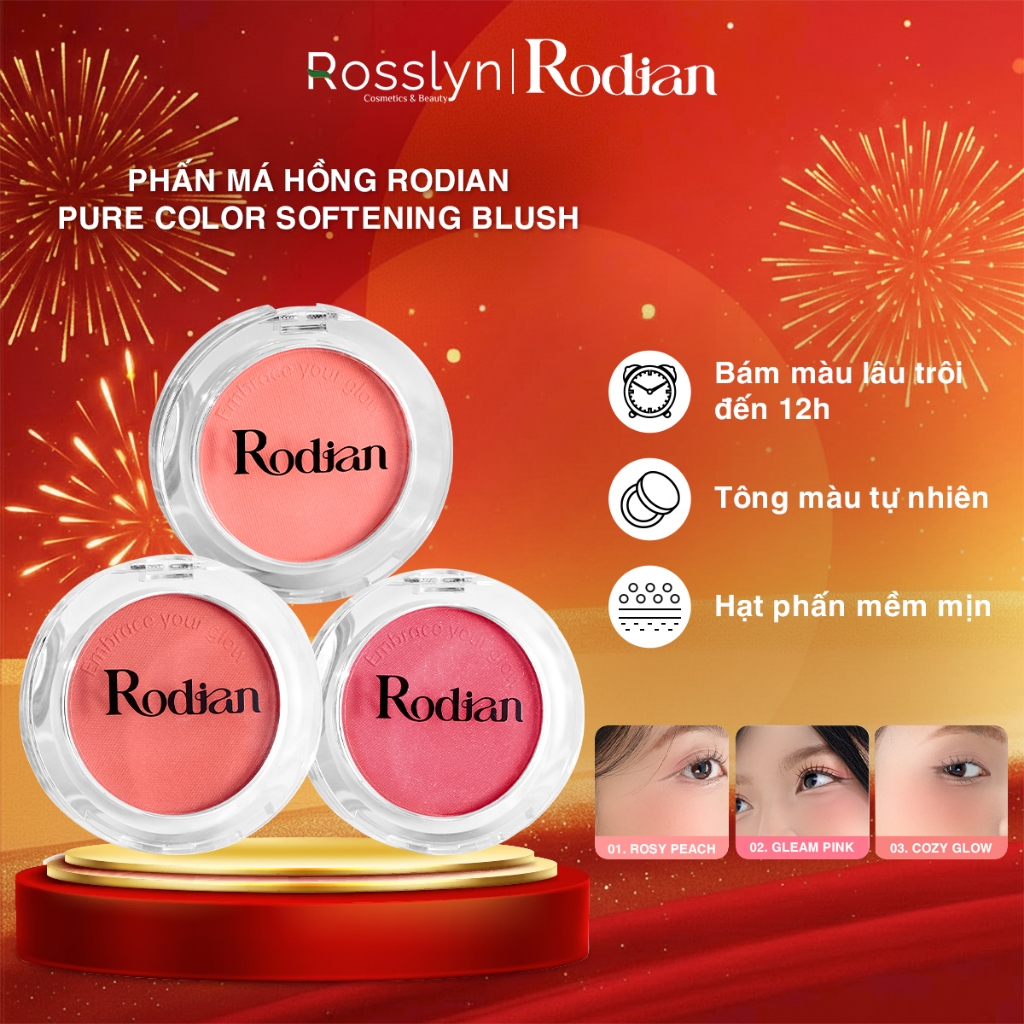 Rodian Pure Color Blush Softening Phấn Má Hồng 5.5g Tự Nhiên Mịn Lâu Trôi